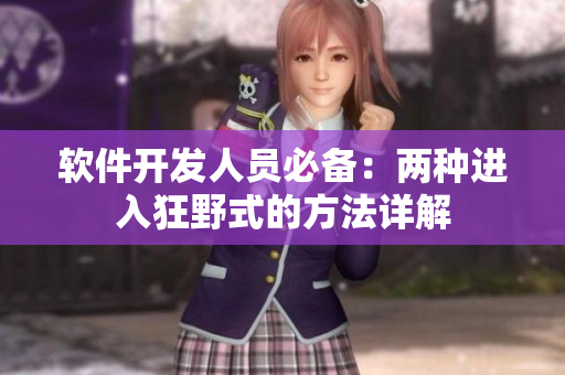 軟件開(kāi)發(fā)人員必備：兩種進(jìn)入狂野式的方法詳解