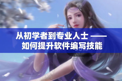 從初學(xué)者到專業(yè)人士 —— 如何提升軟件編寫技能