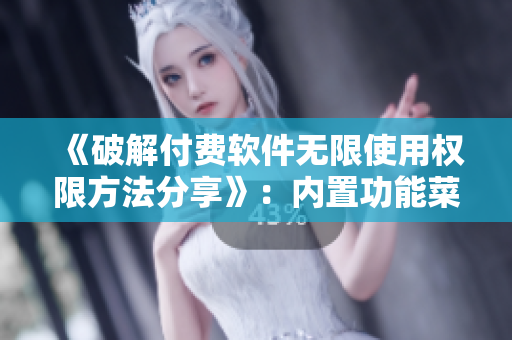 《破解付費(fèi)軟件無限使用權(quán)限方法分享》：內(nèi)置功能菜單全解析