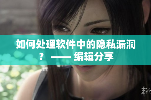 如何處理軟件中的隱私漏洞？ —— 編輯分享