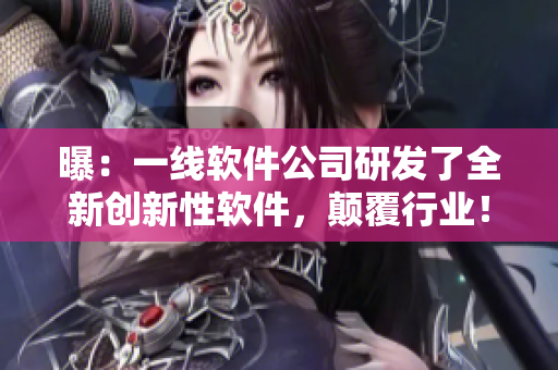 曝：一線軟件公司研發(fā)了全新創(chuàng)新性軟件，顛覆行業(yè)！