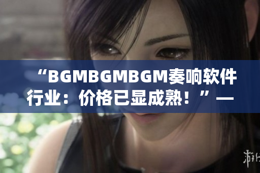 “BGMBGMBGM奏響軟件行業(yè)：價格已顯成熟！”——一個編輯的體驗